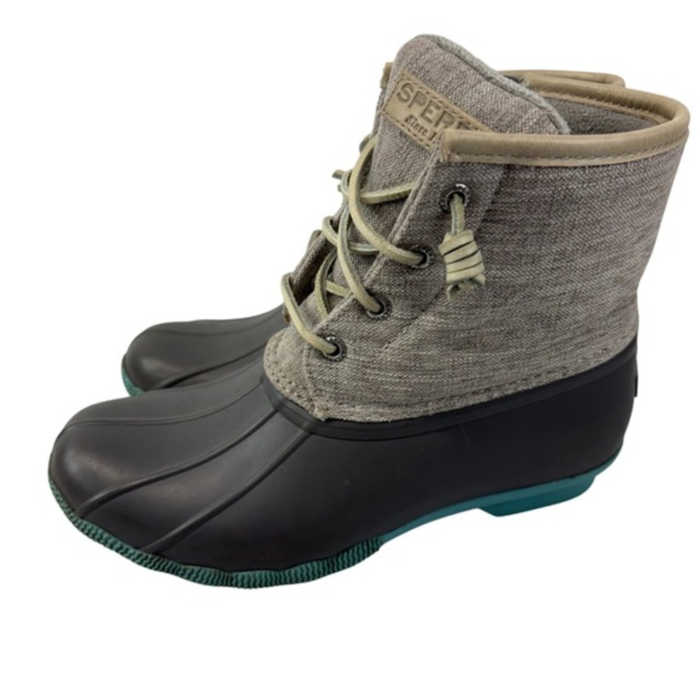 Sperry Women's Size 6.5 WaterProof Duck Boots Gray Lace Up Zip Ankle Boots
